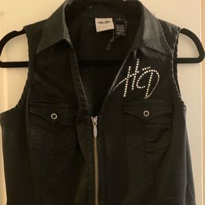 Harley Davidson zip up top with rhinestones